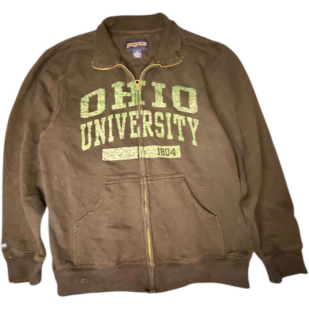 Ohio University Navy Blue Zip Sweatshirt Mens M College Vintage Jansport